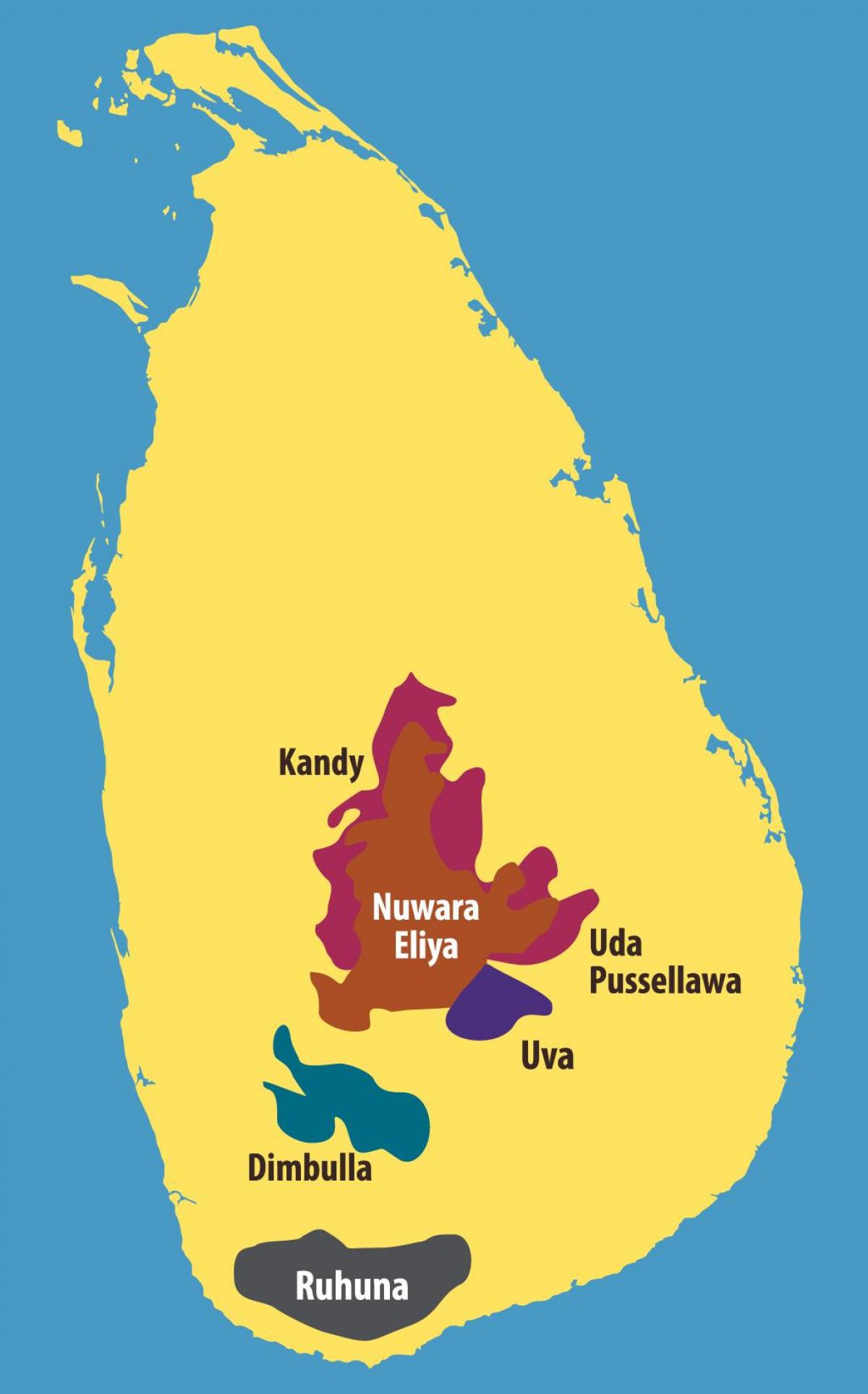 نقشه از مزارع چای سریلانکا