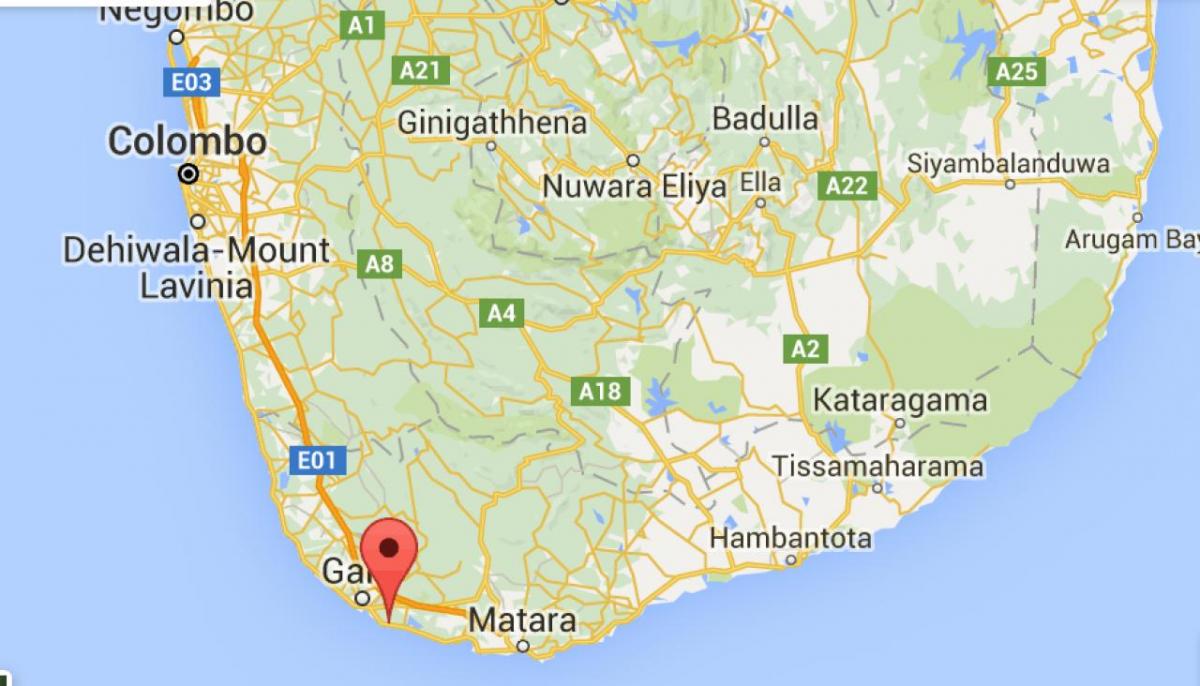  نقشه از جنوب غرب سریلانکا