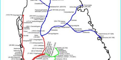 نقشه مسیر راه آهن سریلانکا