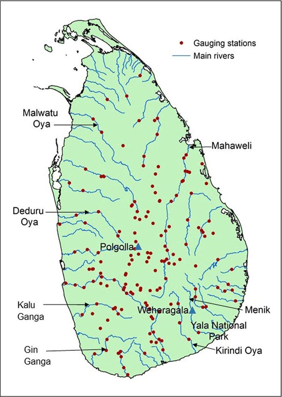 نقشه mahaweli رودخانه نقشه سریلانکا